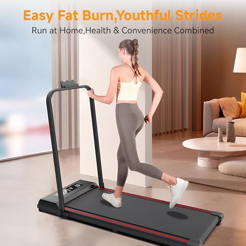 Under Desk Walking Pad with Removable Handle Bar for Home 2.0HP Treadmills for Home Small Space LED Display Electric Mini Portable Walking Pad 0.6-6.2MPH 330LBS Capacity Compact Walking Pad - Image 2