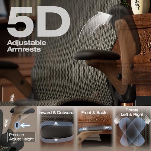 ELABEST X100 Ergonomic Mesh Office Chair with Footrest, Big and Tall Home Desk Chair with 5D Flip-Up Arms, Adjustable 3D Lumbar Support, Gaming & Executive Computer Chair (Coffee Break) - Image 5