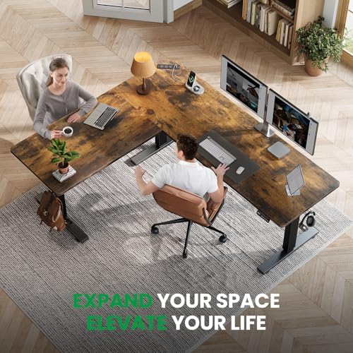 SIAGO L-Shaped Standing Desk - 63 x 55 Inch Adjustable Corner Standing Desk with Charging Station - L Shape Sit Stand Table with Memory Controller, Splice Board for Home Office - Image 2