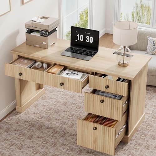 Garvee 54" Fluted Home Office Desk, Modern Executive Desk for Home Office - Image 3