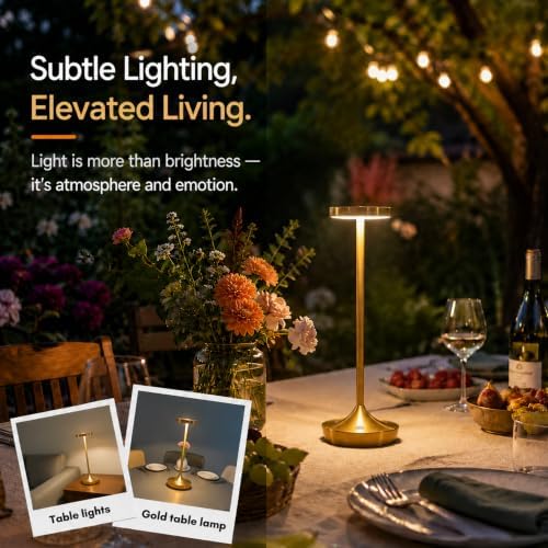 2 Pack Gold Cordless Table Lamps, Rechargeable 6000mAh, 72H Runtime - Image 5