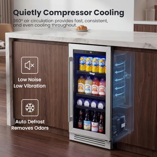 Yeego Beverage Refrigerator- 15 inch 100 Cans Beer Cooler with Glass Door - Image 4