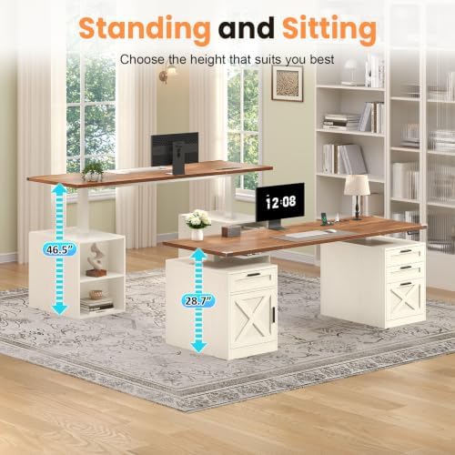 YOMILUVE 60" Farmhouse Electric Standing Desk with Drawers for Home Office - Image 5
