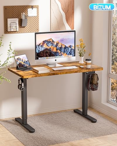 BIZUM Standing Desk Electric Adjustable Computer Desk-Stand up Desk Office Gaming Home Office Memory Desks 48x24 inches Black Frame/Rustic Brown Top - Image 2