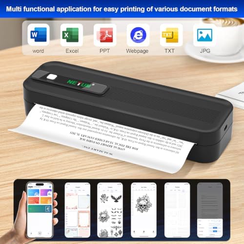 NETUM P801X Portable Printer Wireless for Travel, Inkless Thermal Printer for iOS,Andorid and PC, Supports Thermal Paper&Labels, 8.5"x11" US Letter & A4, for Home Office, Travel, Mobile Printing,Black - Image 3