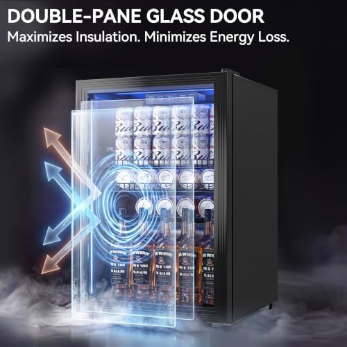 Tehanld 2.5 Cu.Ft Beverage Fridge, Glass Door Mini Fridge, Black, 96 Can - Image 6