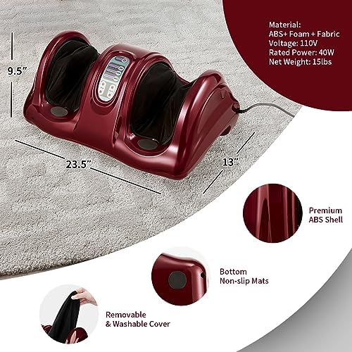 Giantex Shiatsu Foot Massager Machine, Deep Kneading Rolling Massage for Feet, Leg Calf Ankle, Electric Massager w/Remote, 4 Massage Modes, Burgundy - Image 6
