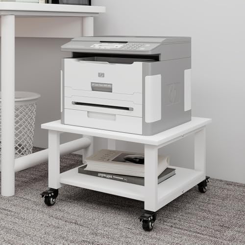 Natwind 2 Tier Laser Printer Stand,20''x20'' Under Desk Printer Cart, White by Natwind