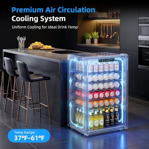 Antarctic Star Mini Fridge 130 Can Beverage Refrigerator Cooler,3.1cu.ft Beverage Refrigerator with Adjustable Shelves & Digital Temperature for Soda Beer or wine fridge for Home, Office Bar - Image 4