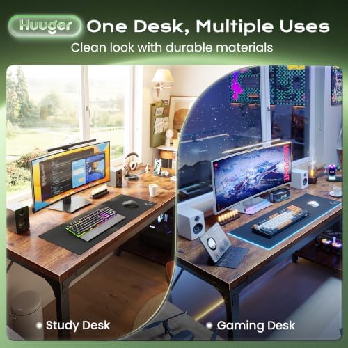 Huuger 55'' x 19.7'' Computer Desk with Power Outlets, 0.95'' Thick Desktop - Image 3