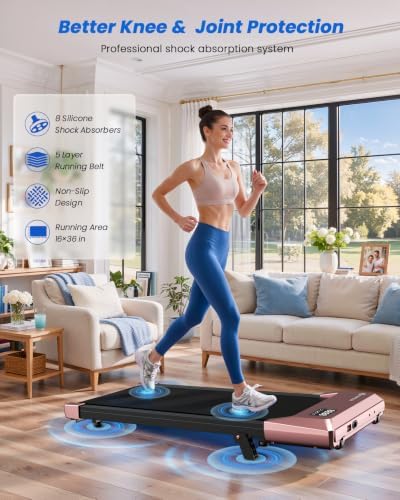 DeerRun Under Desk Walking Pad Treadmill for Home Office & Small Spaces, 6% Manual Incline, 0.6–3.8 MPH Walking Speed, 2.5 HP, 300 lb Capacity, App & Remote Control - Image 5