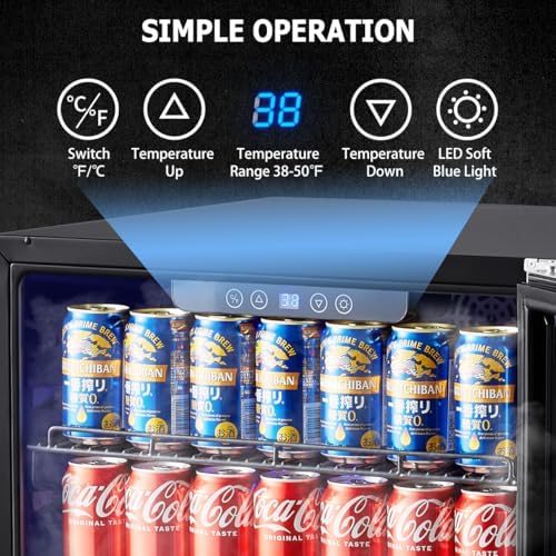 Kalamera 24 inch Beverage Refrigerator - 154 Cans Capacity Beverage Cooler- Fit Perfectly into 24" Space Built in Counter or Freestanding - for Soda, Water, Beer or Wine - For Kitchen, Bar or Office - Image 6