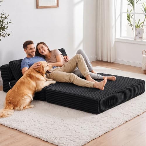 Folding Sofa Bed Convertible 4 in 1 Sleeper Chair Black Full XL - Image 6