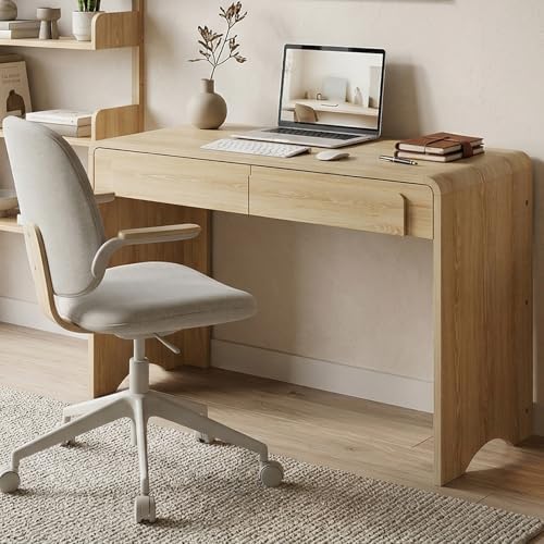 Bestier 47" Computer Desk with 2 Drawers, Modern Wood Writing Desks, Oak by Bestier