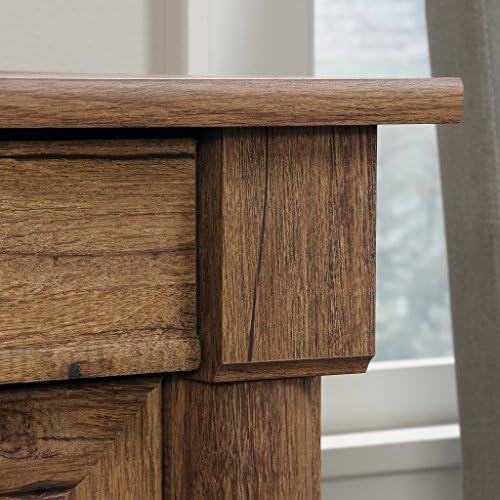 Sauder Palladia Computer Desk with Drawers, Home Office Desk with File Cabinet Storage Drawer, Cable Management, Keyboard Tray, in Vintage Oak finish - Image 5