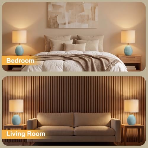 Dawnwake 17.7" Ceramic Table Lamps Set of 2 for Living Room Bedroom, Blue - Image 5