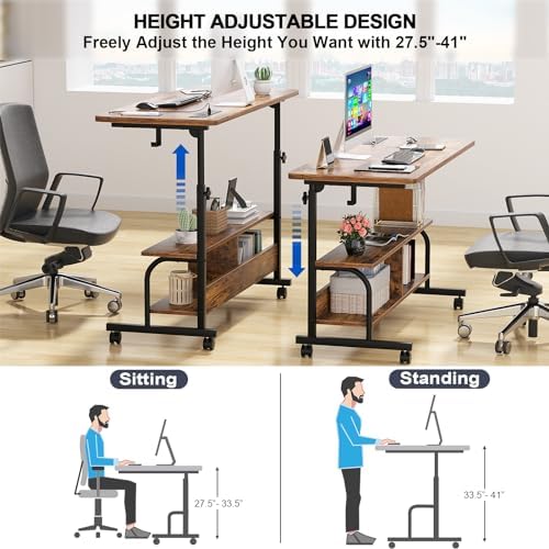 Armocity 47" Rolling Standing Desk with Charging Station for Couch Bed - Image 6