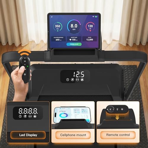 ANCHEER Walking Pads, 2 in 1 Under Desk Treadmill 2.5HP Compact Running Machine with Remote Control, 300lbs Weight Capacity for Home/Gym/Office,Ultra-Quiet, Installation-Free - Image 5