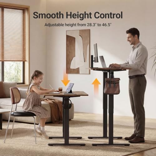 Claiks Electric Height Adjustable Standing Desk, 48x24 Inch, Vintage Brown - Image 4