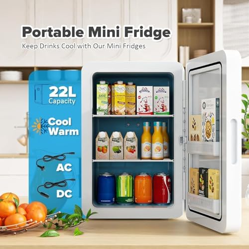 Kikihouse 22L/30Cans Mini Fridge for Bedroom, Portable Cooler & Warmer - Image 2