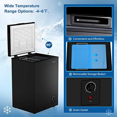Kalamera. 3.5 Cu.ft Chest Freezer-Freestanding For Home/Apart With Lowest -4℉ Black, KCF-100-SS - Image 4