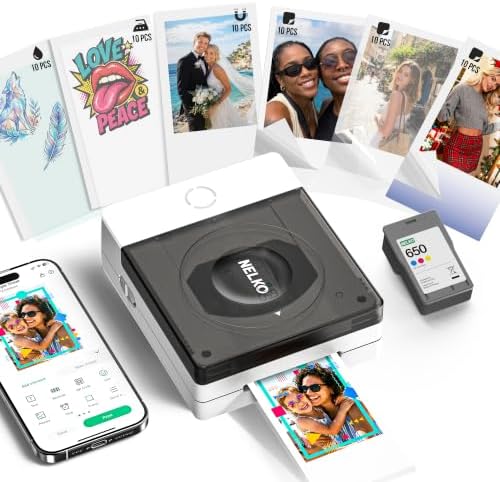 Nelko Flow Photo Printer, 2x3 Portable Inkjet Printer for Sticker, Magnetic, Water Transfer & Heat Transfer Paper, Bluetooth Compatible with iOS & Android, App Editing, Charcoal by NELKO