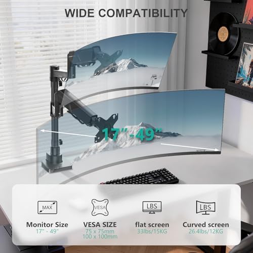 WALI Vertical Dual Monitor Mount for 17-49 inch Curved Screens, up to 33lbs - Image 2