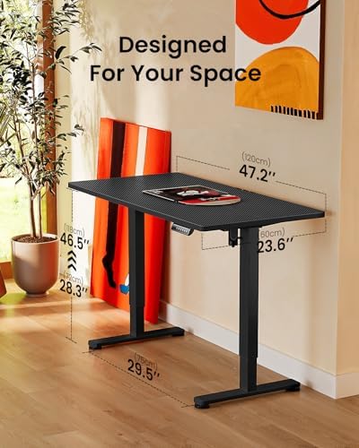 ErGear Height Adjustable Electric Standing Desk, 48 x 24 Inches Sit Stand up Desk, Memory Computer Home Office Desk, Carbon Fiber Black - Image 3