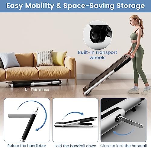 Goplus 2 in 1 Under Desk Treadmill, 2.25HP Superfit Folding Treadmill with Touch Panel Control, App Control, Remote Control, Bluetooth Speaker, Foldable Walking Treadmills for Home Office - Image 6