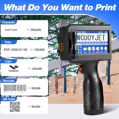 Handheld Inkjet Printer & Coding Machine, WUOYJET TIJ770 Portable Inkjet Printer Gun with 42ml Quick-Dry Ink Date/Batch/QR Code/Barcode/Image Printing - Image 5