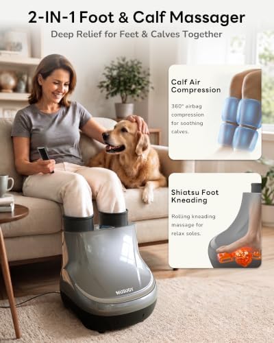 2 in 1 Shiatsu Foot and Calf Massager Machine with Adjustable Heat - Image 2