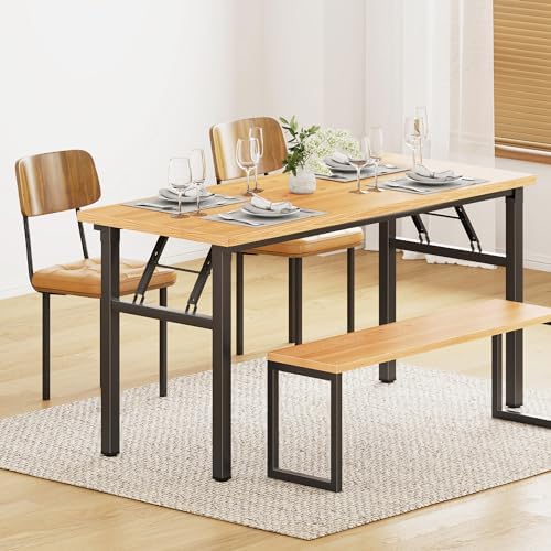 Need Office Computer Desk 54.3 Inch Sturdy Folding Laptop Table Teak - Image 5