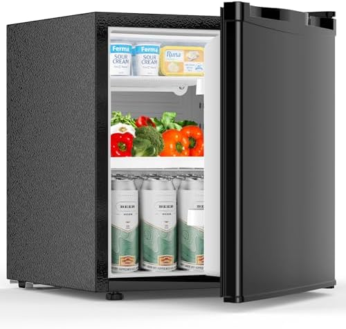 COWSAR 1.6 Cu.Ft Mini Fridge with Freezer, Compact Fridge with 7 Temperature Settings, Energy-efficient Low Noise Small Refrigerator Suitable For Dorm, Office, Bar, RV, Bedroom, Commercial by COWSAR
