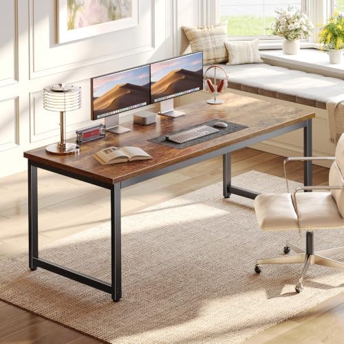 PRAISUN 54 x 19.7 Inch Computer Desk, 0.95'' Thicker, Heavy Duty, Rustic Brown - Image 2