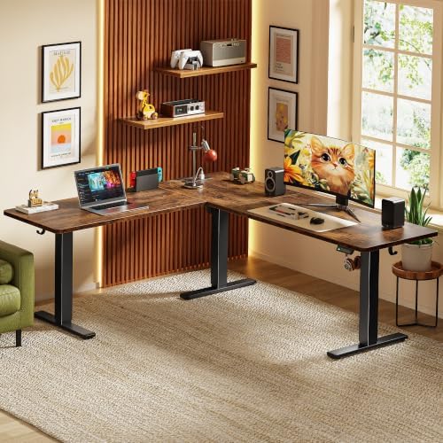 Huuger 75 x 63 Inch L Shaped Standing Desk with Power Outlets - Image 2