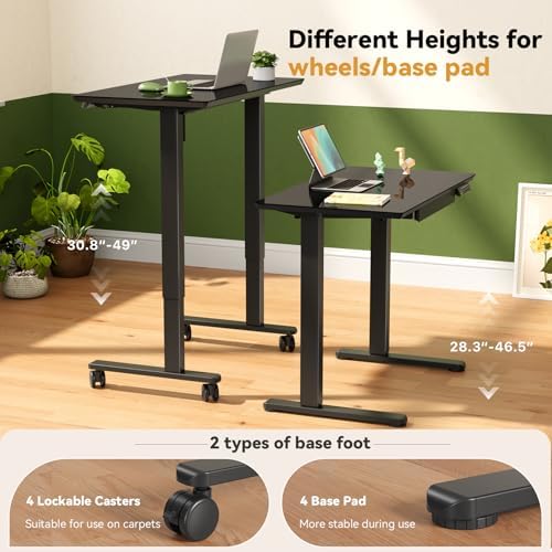 Gibbon Mounts 35” Black Glass Standing Desk Height Adjustable with Drawer - Image 3