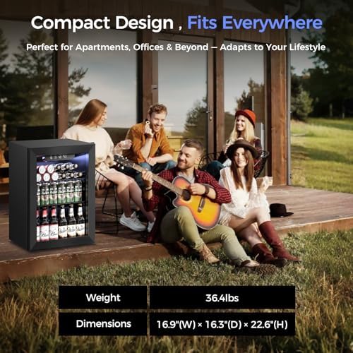 Feelfunn 1.7 Cu.Ft Beverage Refrigerator Cooler - 68 Can Mini Fridge - Image 4