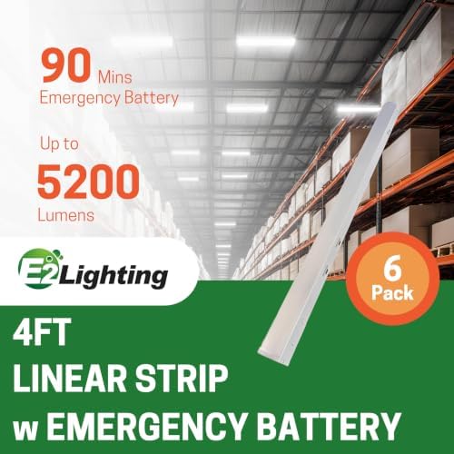 E2 LIGHTING 4FT Black LED Linear Strip Light, Emergency Battery Backup - Image 2