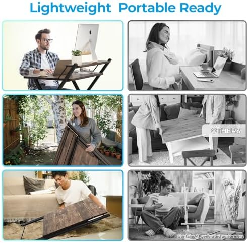 GreenForest No Assembly Folding Desk, 2-Tier Compact Computer Desk with Shelf, 30 inch Space Saving Foldable Table for Home Office, Dorm or Apartment, Portable Collapsible Sturdy Laptop Desk, Brown - Image 4