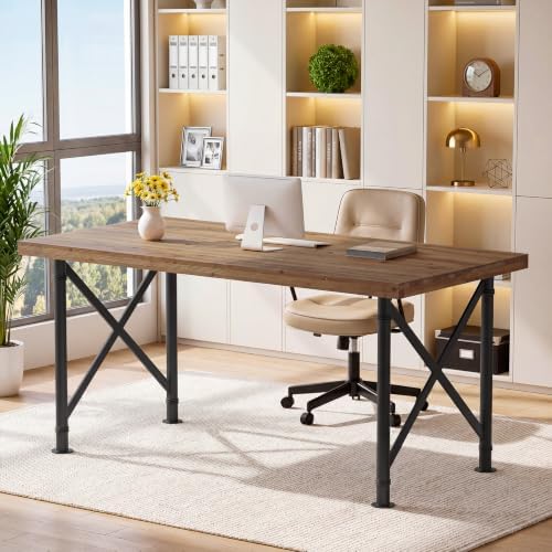 Tribesigns Solid Wood Executive Desk, 63" Industrial Home Office Desk - Image 5