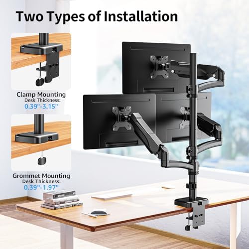 Triple Monitor Mount Fits Max 32" Computer Screen Triple Stand - Image 4