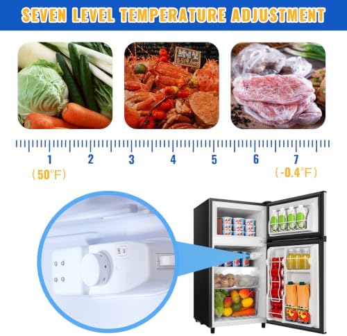 WANAI 100L Silver Mini Fridge With Freezer Compact Refrigerator for Dorm - Image 2