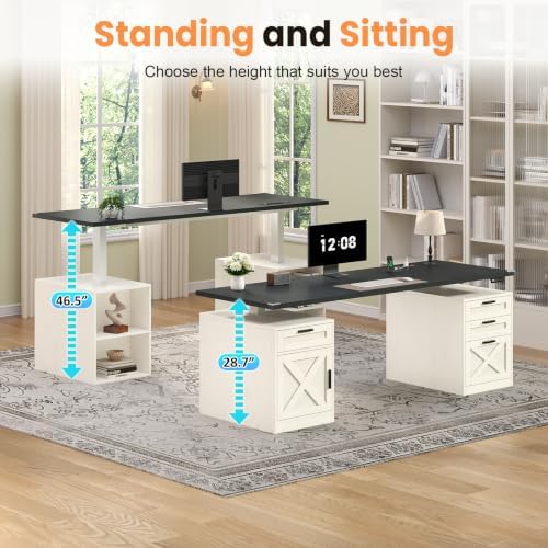 YOMILUVE 60" Farmhouse Electric Standing Desk with Drawers for Home Office - Image 6
