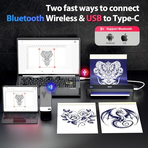 iDPRT Tattoo Stencil Printer with 10pcs Tattoo Transfer Paper - Image 3
