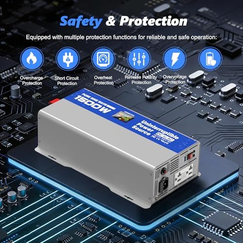 1500W Sump Pump Battery Backup System, Pure Sine Wave Power Inverter - Image 5