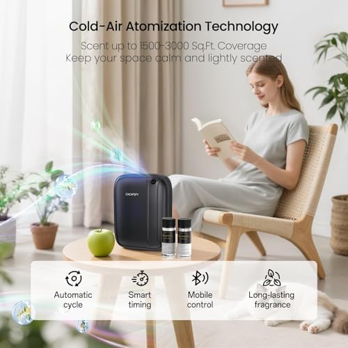 Waterless Essential Oil Diffuser,(2 * 50ml Fragrances Included) 3000 Sq.Ft Coverage 400ml Capacity Hotel Scent Diffuser,Cold Air Tech, App & Button Control,Scent Diffusers for Home Large Room (Black) - Image 3