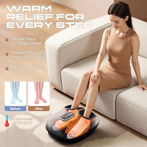 Foot Massager with Heat, Vibration & Rolling Compression - Plantar Fasciitis Relief, Neuropathy Pain Relief, Fits Size up to 13", Multiple Modes, Ideal Gifts for Men/Women - Image 4