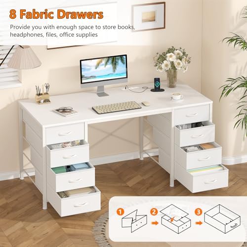 50 Inch Computer Desk with 8 Drawers for Home Office, Bedroom, Living Room - Image 6