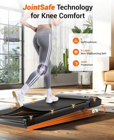 6% Incline 300 lbs Walking Pad Under Desk Treadmill,Black - Image 4