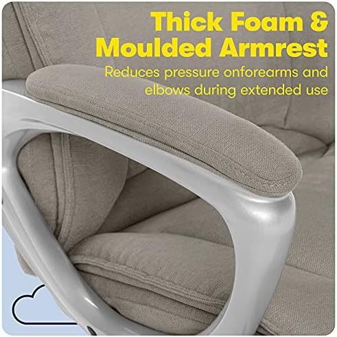Serta Hannah Executive Home Office Desk Chair, Ergonomic Mid-Back with Lumbar Support, Firm Seat Cushion, Layered Body Pillows, Padded Armrests, Swivel Base, Easy Assembly, Microfiber, Gray/Silver - Image 5